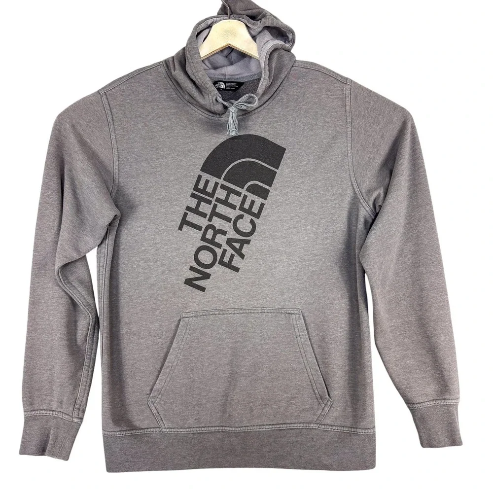 The North Face Hoodie Mens Medium Gray Pullover Half Dome Logo Fleece Sweatshirt